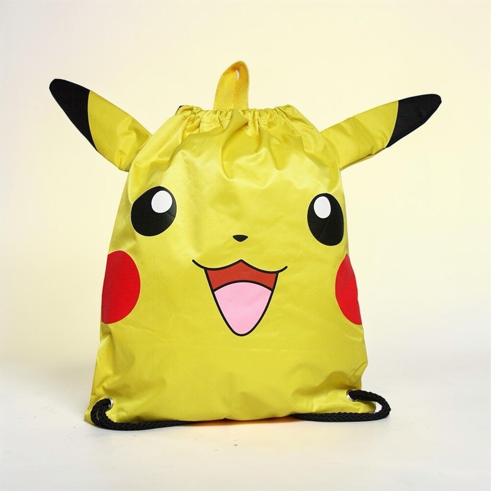 Pokemon Pikachu Cinch Sack Drawstring Backpack Gym Swim School Bag Yellow